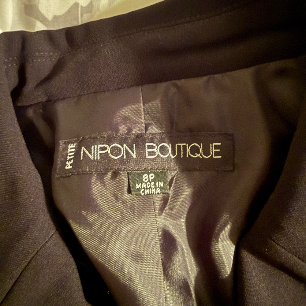 Nipon Boutique Black Women's Blazer with Cinched Waist- Petite - Picture 6 of 6